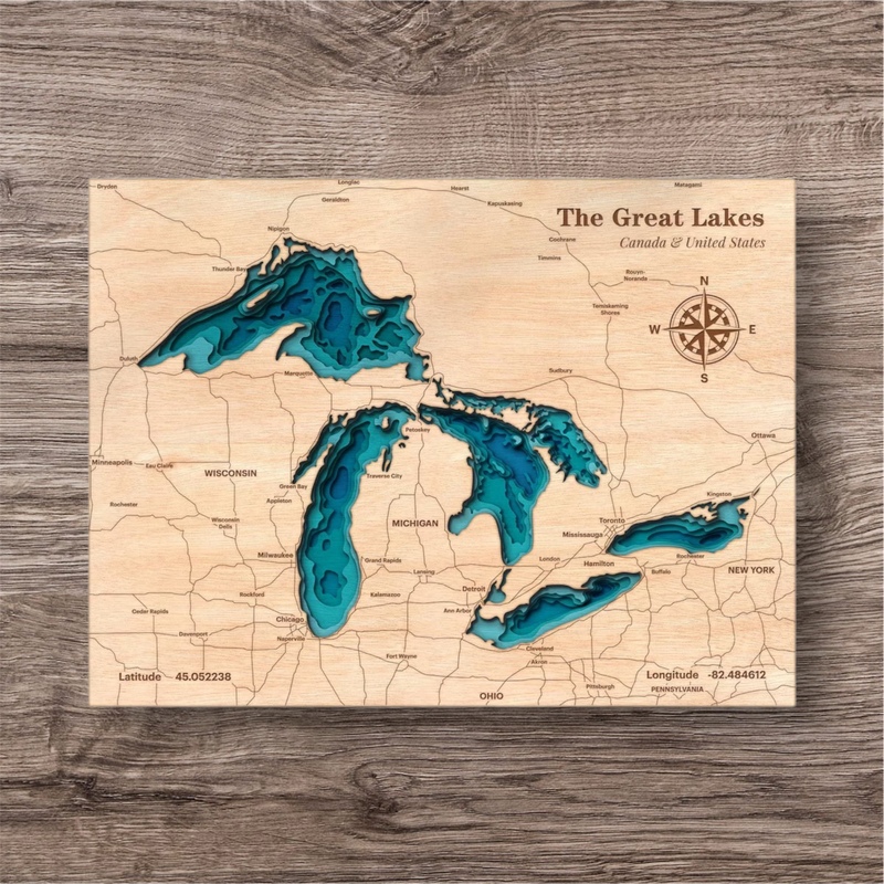 Michigan Great Lakes Multi-Layer 3D Map Michigan Great Lakes Multi-Layer 3D Map